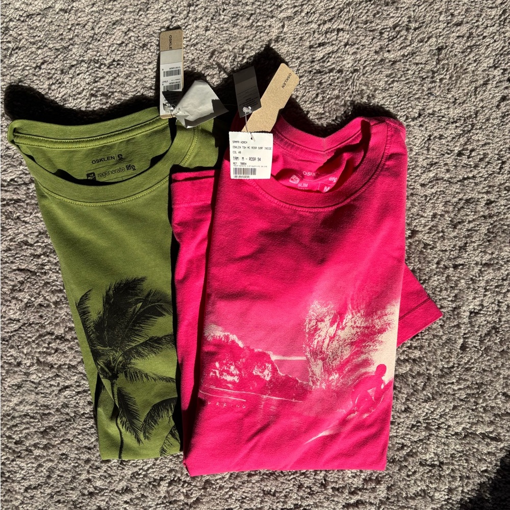 2 Vibrant Men’s Osklen Graphic T-Shirts - cool Brazilian designer brand - NWT